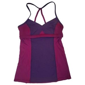 Lululemon Athletica Bend &‎ Flow Tank Top Hyper Stripe Plum Size 4